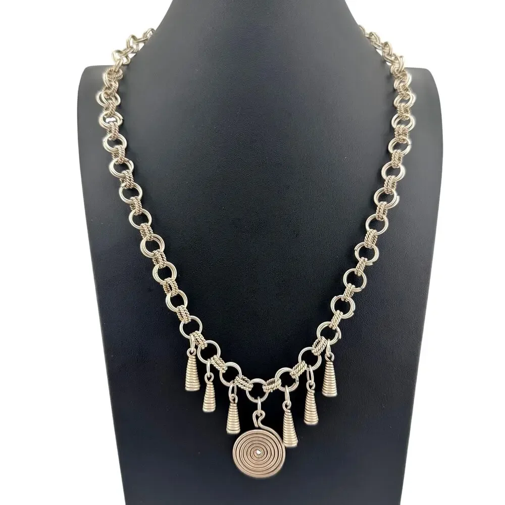 Vintage Handmade Boho Tribal Style Charm Pendant Silver Tone 22